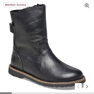 Sz 38 ⭐️New Birkenstock Black Leather Uppsala Shearling Boots